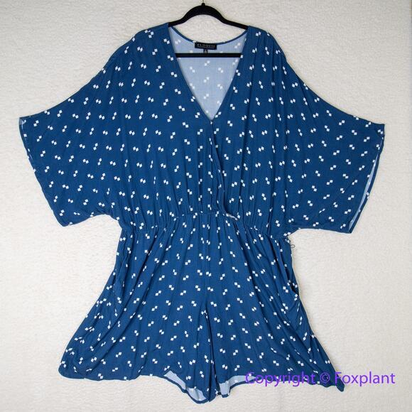 Eloquii blue romper white geometric print, women plus size 22 - Picture 2 of 14